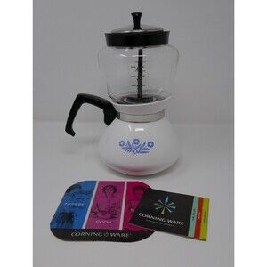 Corning Ware Vintage Blue Cornflower 6 Cup Drip-O-Lator Coffee Maker P-114-U